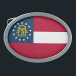 ジョージア州旗 卵形バックル<br><div class="desc">愛国的なジョージア州旗。</div>