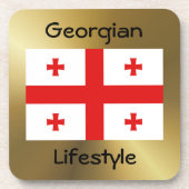 ジョージア州旗+文字コースター コースター (正面)