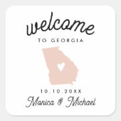 ジョージア州目的地ウェディング任意の色！ スクエアシール (正面)
