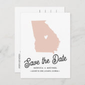 ジョージア州目的地ウェディング任意の色！ 案内ポストカード (正面/裏面)