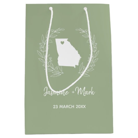 ジョージア州結婚シルエット記念日     ミディアムペーパーバッグ (正面)