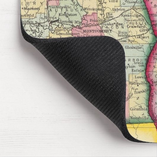 ジョージア州郡地図とアラバマ州 マウスパッド (コーナー)