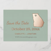 ジョージア州 結婚式 Save The Date ローズゴールド 箔招待状 (正面)