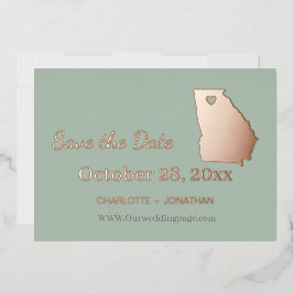 ジョージア州 結婚式 Save The Date ローズゴールド 箔招待状