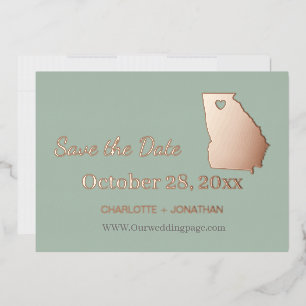 ジョージア州 結婚式 Save The Date ローズゴールド 箔招待状