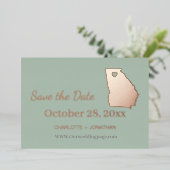 ジョージア州 結婚式 Save The Date ローズゴールド 箔招待状 (立ち正面)