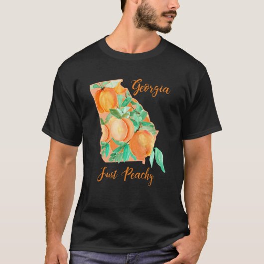 ジョージア州'It's Peachy'ジョージアの地図と水 Tシャツ (正面)