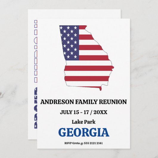 ジョージア懇親会🇺🇸米国州マップ国旗 招待状 (正面/裏面)