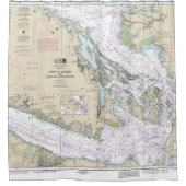 ジョージア海峡とフアン・デ・フカ海峡の海図 シャワーカーテン (正面)