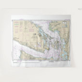 ジョージア海峡とフアン・デ・フカ海峡の海図 タペストリー (正面(横))