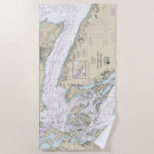 ジョージア海峡とフアン・デ・フカ海峡の海図 ビーチタオル (正面)