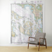 ジョージア海峡へフアン・デ・フカ海峡の海図 タペストリー (インサイチュ)