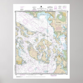 ジョージア海峡へフアン・デ・フカ海峡の海図 ポスター