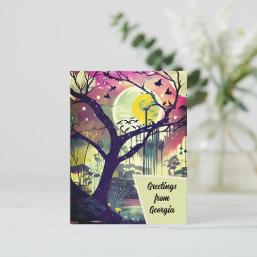ジョージア湿地アートカードからの挨拶 ポストカード (スタンド正面)