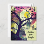 ジョージア湿地アートカードからの挨拶 ポストカード (正面/裏面)