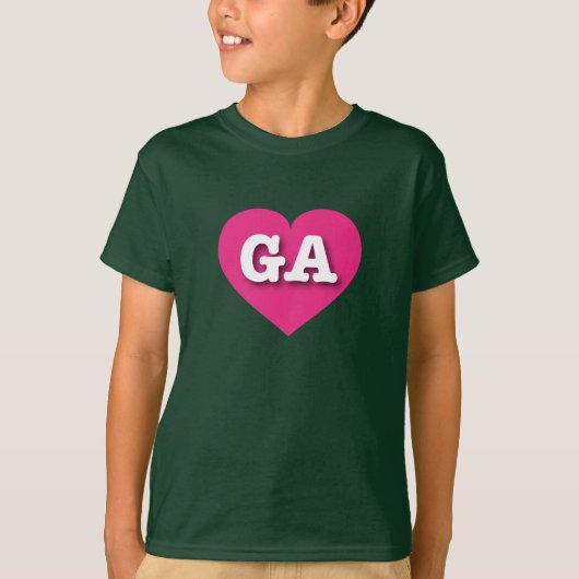 ジョージア熱ピンクハート- I love GA Tシャツ (正面)