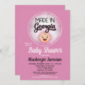 ジョージア赤ちゃんおもしろいシャワーピンクガールズ招待状 招待状 (正面/裏面)