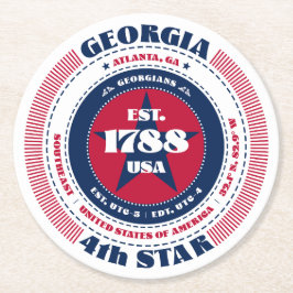 ジョージア赤白青タイポグラフィ ラウンドペーパーコースター