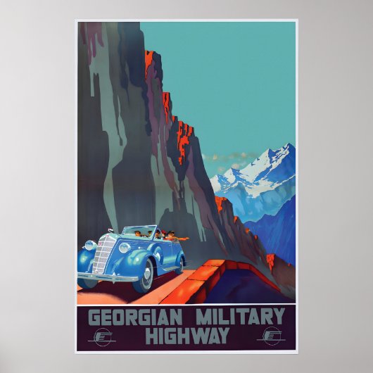 ジョージア軍用道路トラベルポスター コーカサス ポスター (正面)