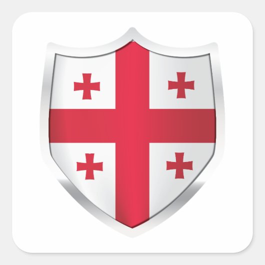 ジョージア銀シールド国旗 スクエアシール (正面)