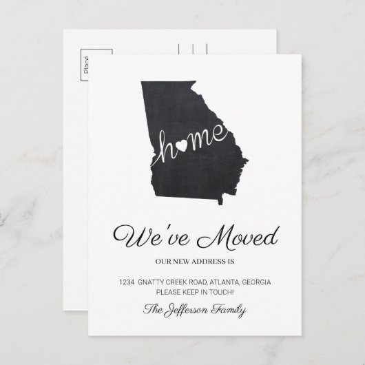 ジョージア黒板州マップ移動はがき 案内ポストカード (正面/裏面)