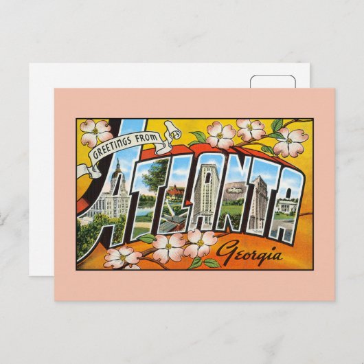 ジョージア・アトランタからのヴィンテージの挨拶 ポストカード (正面/裏面)