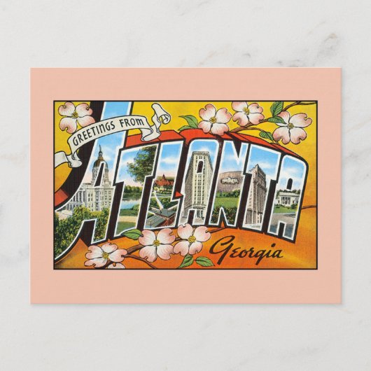 ジョージア・アトランタからのヴィンテージの挨拶 ポストカード (正面)