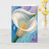 ジョージア・オキーフェスタイルの白いカラリリー カード (黄色い花)