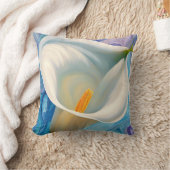 ジョージア・オキーフェスタイルの白いカラリリー クッション (ブランケット)