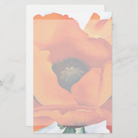 ジョージア・オキーフ圧倒する抽象的なオレンジケシ 便箋 (正面/裏面)