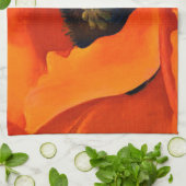 ジョージア・オキーフ圧倒する赤のケシ キッチンタオル (折り畳み)