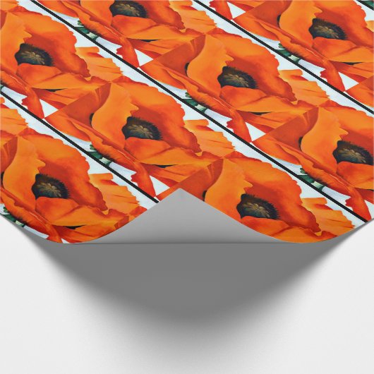 ジョージア・オキーフ圧倒する赤のケシ ラッピングペーパー (角)