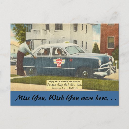 ジョージア、シティキャブ、サバンナ ポストカード (正面)