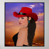 「ジョージア」デジタルアートワークスウェスタン女性のカーボーイプリント ポスター (正面)