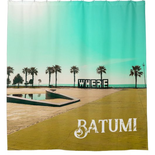 ジョージア・バトゥミ建築景観 シャワーカーテン (正面)