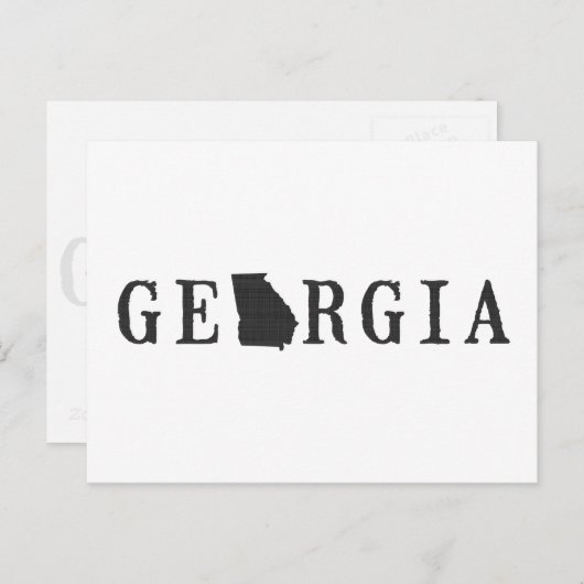 ジョージア・マップ・シェイプ・レター・州ワード・アート・ブラック ポストカード (正面/裏面)