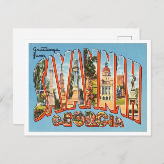 ジョージア・ヴィンテージ・トラベルのサバンナからの挨拶 ポストカード (正面/裏面)