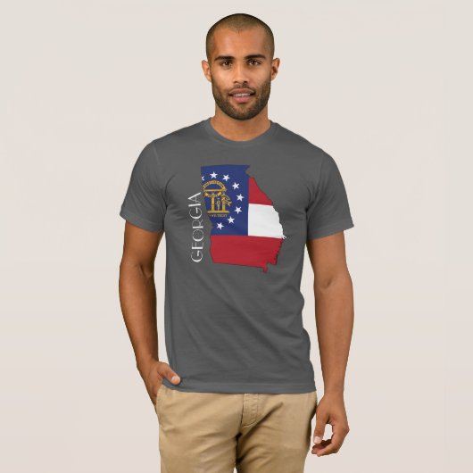 ジョージア(国家)の旗地図のワイシャツ Tシャツ (正面フル)