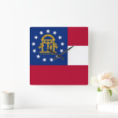 ジョージア、米国の旗が付いている柱時計 スクエア壁時計 (ホーム)