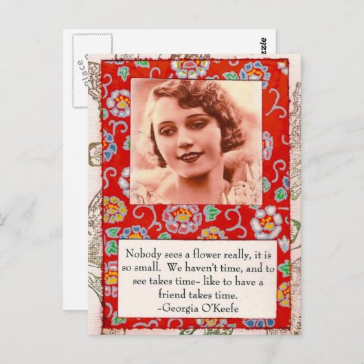 ジョージアO'Keefeの友情の引用文のコラージュの郵便はがき ポストカード (正面/裏面)