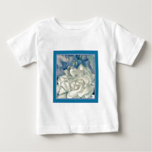 ジョージアO'Keefe圧倒する白いバラおよびLarkspur ベビーTシャツ
