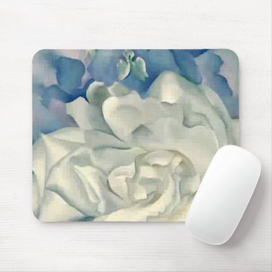 ジョージアO'Keefe圧倒する白いバラおよびLarkspur マウスパッド (マウス)