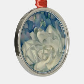 ジョージアO'Keefe圧倒する白いバラおよびLarkspur メタルオーナメント (右)