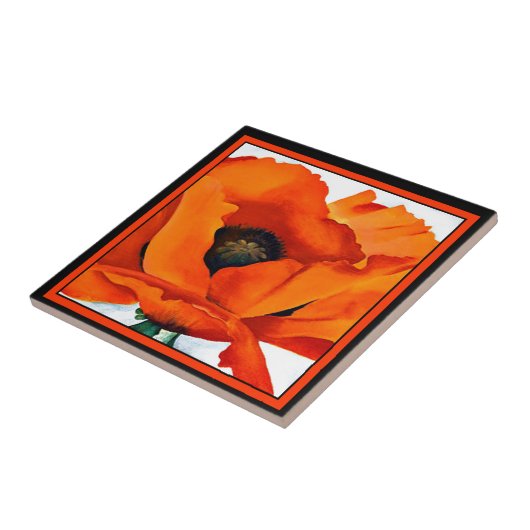 ジョージアO'Keefe圧倒する赤いケシによっては1927年が開花します タイル (側面)