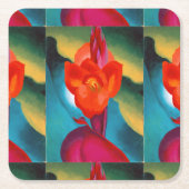 ジョージアO'Keefe 1919レッドカンナ スクエアペーパーコースター (正面)