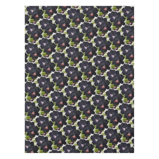 ジョージアO'Keefe 1925ブラックアンドパープルペチュニア テーブルクロス (正面)