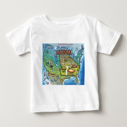 ジョージアUSAの地図 ベビーTシャツ (正面)