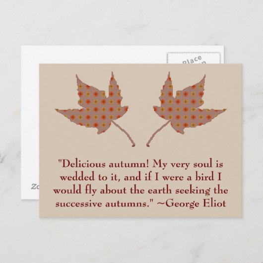 ジョージエリオットオータム引用文ハガキ ポストカード (正面/裏面)