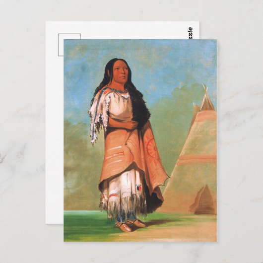 ジョージキャトリンブラックフットインディアンウーマン ポストカード (正面/裏面)