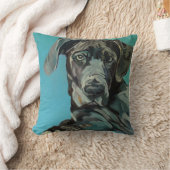 ジョージグレートデーン犬のポートレートの枕 クッション (ブランケット)